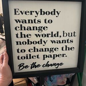 Framed 'Be the Change' Wall Sign - Black and White